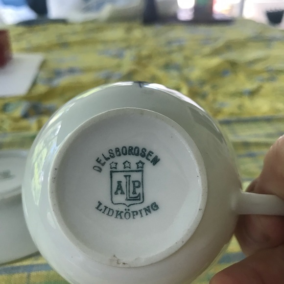 ALP LIDKOPING Cup and saucers - set of five antique, Sweden. - Picture 14 of 14